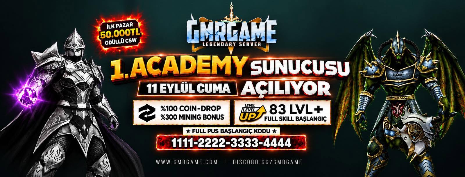 GmrGame 1.Academy Sunucusu — 11 Eylül Cuma açılıyor